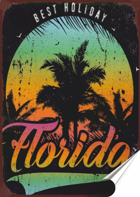 Floryda Plakat folia Samoprzylepna Plakietka(motyw metalowego szyldu)#20267