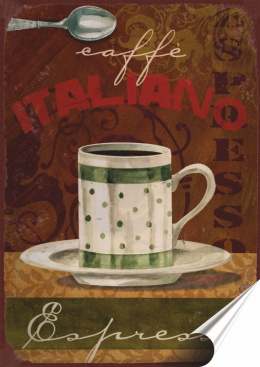 Kawa Plakat folia Samoprzylepna Plakietka(motyw metalowego szyldu)#20270