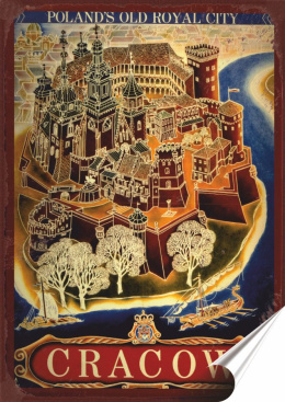 Kraków Plakat folia Samoprzylepna Plakietka(motyw metalowego szyldu)#20274