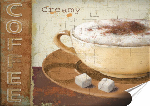 Kawa Plakat folia Samoprzylepna Plakietka(motyw metalowego szyldu)#20275