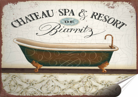 Łazienka Plakat folia Samoprzylepna Plakietka(motyw metalowego szyldu)#20278