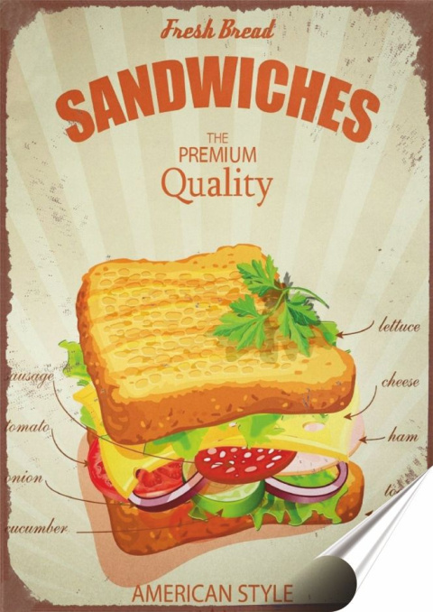 Sandwiches Plakat folia Samoprzylepna Plakietka(motyw metalowego szyldu)#20285