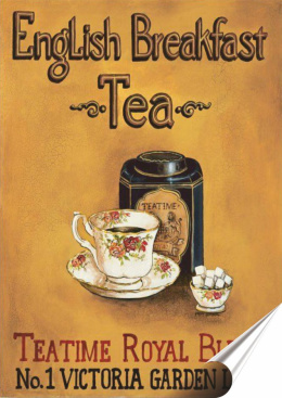 Herbata Plakat folia Samoprzylepna Plakietka(motyw metalowego szyldu)#20303