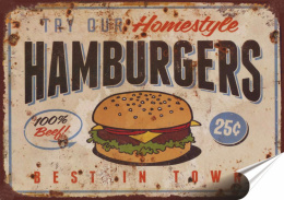 Hamburger Plakat folia Samoprzylepna Plakietka(motyw metalowego szyldu)#20316