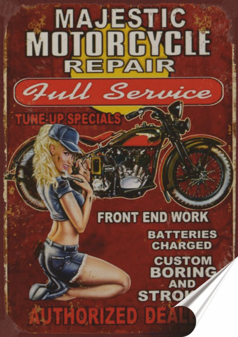 Garaż Plakat folia Samoprzylepna Plakietka(motyw metalowego szyldu)#20325