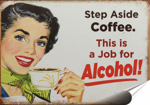 Kawa Plakat folia Samoprzylepna Plakietka(motyw metalowego szyldu)#20330