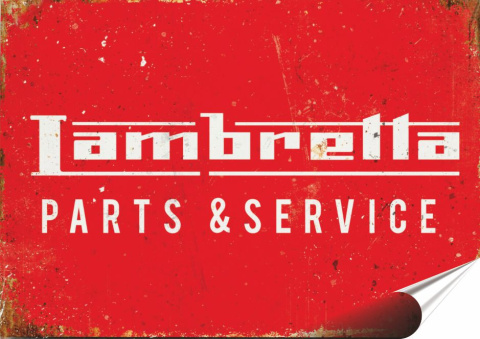Lambretta Plakat folia Samoprzylepna Plakietka(motyw metalowego szyldu)#20353