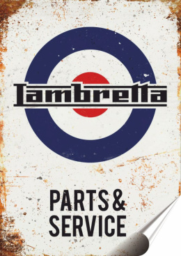Lambretta Plakat folia Samoprzylepna Plakietka(motyw metalowego szyldu)#20355