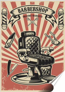 Barbershop Plakat folia Samoprzylepna Plakietka(motyw metalowego szyldu)#20398