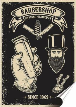 Barber Shop Plakat folia Samoprzylepna Plakietka(motyw metalowego szyldu)#20400
