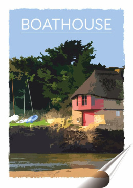 Boathouse Plakat folia Samoprzylepna Plakietka(motyw metalowego szyldu)#20415