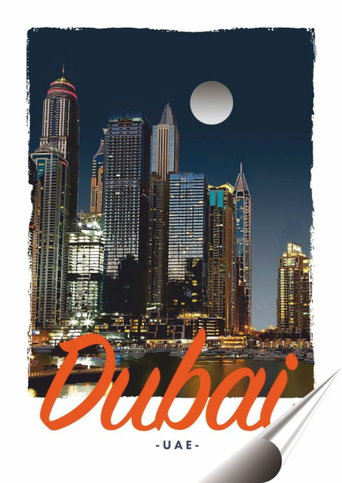 Dubaj Plakat folia Samoprzylepna Plakietka(motyw metalowego szyldu)#20432