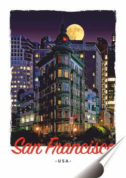 San Francisco Plakat folia Samoprzylepna Plakietka(motyw metalowego szyldu)#20435