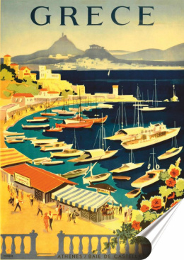 Grecja Plakat folia Samoprzylepna Plakietka(motyw metalowego szyldu)#20446