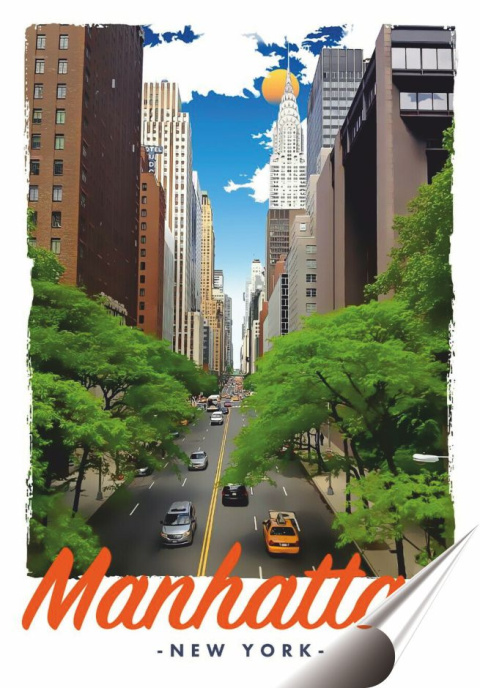 Manhattan Plakat folia Samoprzylepna Plakietka(motyw metalowego szyldu)#20447