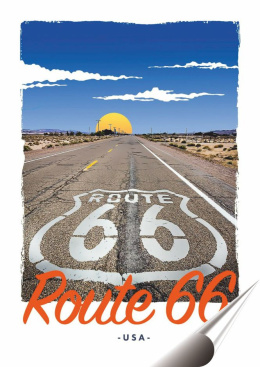 Route 66 Plakat folia Samoprzylepna Plakietka(motyw metalowego szyldu)#20449