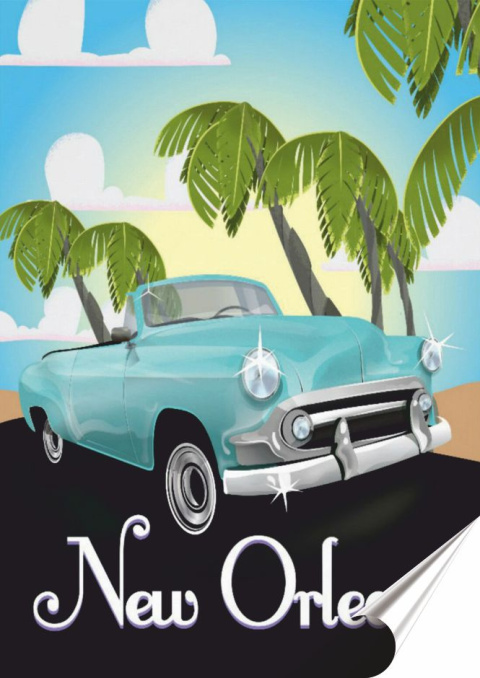Nowy Orlean Plakat folia Samoprzylepna Plakietka(motyw metalowego szyldu)#20453