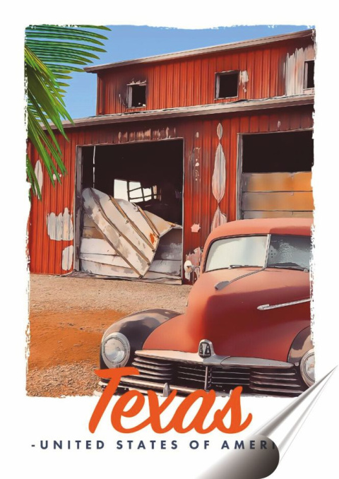 Teksas Plakat folia Samoprzylepna Plakietka(motyw metalowego szyldu)#20457