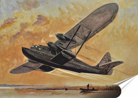 Samolot Plakat folia Samoprzylepna Plakietka(motyw metalowego szyldu)#20470