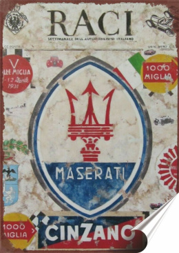 Maserati Plakat folia Samoprzylepna Plakietka(motyw metalowego szyldu)#20489
