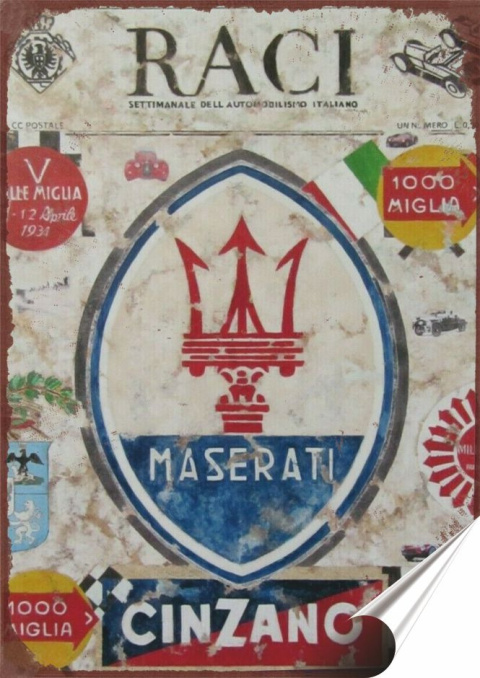 Maserati Plakat folia Samoprzylepna Plakietka(motyw metalowego szyldu)#20489