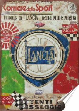 Lancia Plakat folia Samoprzylepna Plakietka(motyw metalowego szyldu)#20491