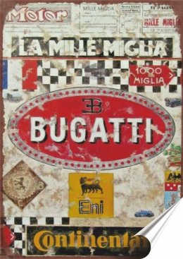 Bugatti Plakat folia Samoprzylepna Plakietka(motyw metalowego szyldu)#20492
