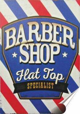 Barber shop Plakat folia Samoprzylepna Plakietka(motyw metalowego szyldu)#20500
