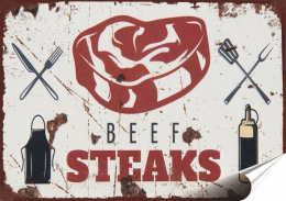 Grill Plakat folia Samoprzylepna Plakietka(motyw metalowego szyldu)#20512