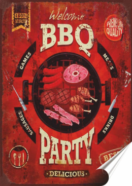 Grill Plakat folia Samoprzylepna Plakietka(motyw metalowego szyldu)#20513