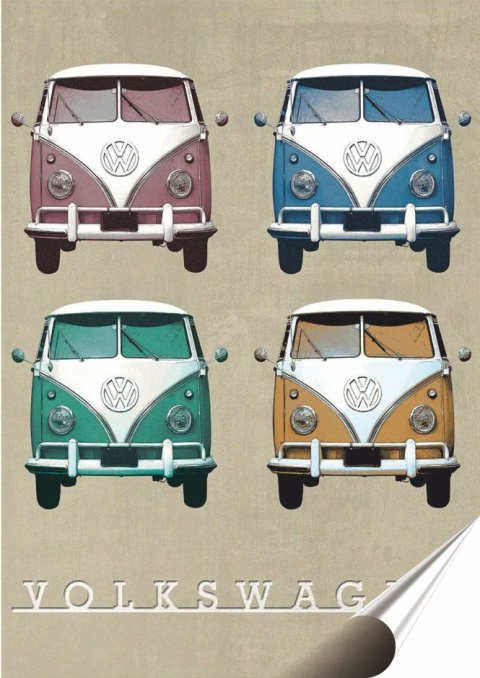 VW Bus Plakat folia Samoprzylepna Plakietka(motyw metalowego szyldu)#20520