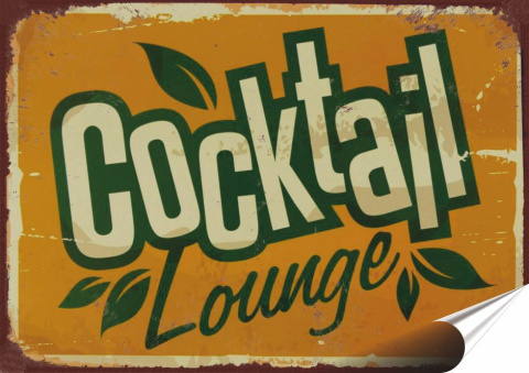 Koktail Plakat folia Samoprzylepna Plakietka(motyw metalowego szyldu)#20521