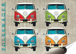 VW Bus Plakat folia Samoprzylepna Plakietka(motyw metalowego szyldu)#20528