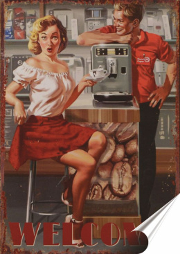 Kawa Plakat folia Samoprzylepna Plakietka(motyw metalowego szyldu)#20529