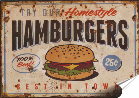 Hamburger Plakat folia Samoprzylepna Plakietka(motyw metalowego szyldu)#20532