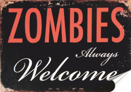 Zombi Plakat folia Samoprzylepna Plakietka(motyw metalowego szyldu)#20541