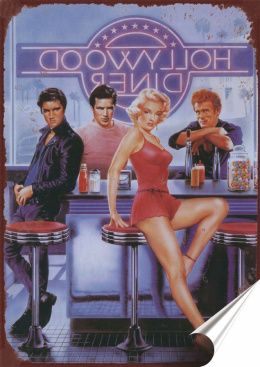 Marilyn Elvis Plakat folia Samoprzylepna Plakietka(motyw metalowego szyldu)#20544