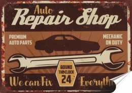 Garaż Plakat folia Samoprzylepna Plakietka(motyw metalowego szyldu)#20545