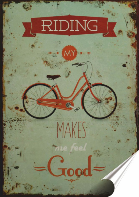 Rower Plakat folia Samoprzylepna Plakietka(motyw metalowego szyldu)#20556