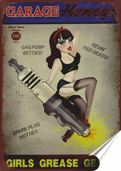 Garaż Plakat folia Samoprzylepna Plakietka(motyw metalowego szyldu)#20559