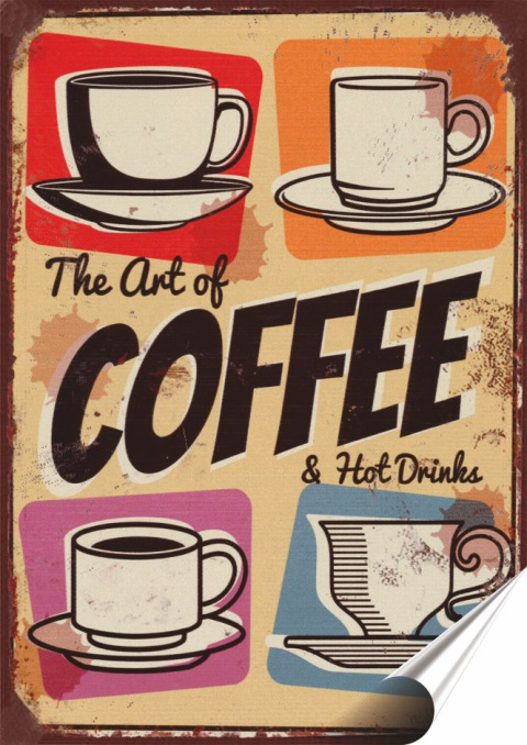 Kawa Plakat folia Samoprzylepna Plakietka(motyw metalowego szyldu)#20562