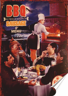 Grill Plakat folia Samoprzylepna Plakietka(motyw metalowego szyldu)#20570