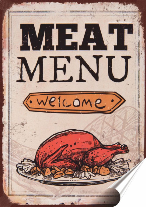 Kurczak Plakat folia Samoprzylepna Plakietka(motyw metalowego szyldu)#20577