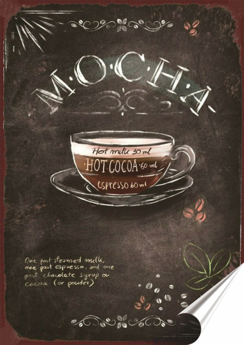 Kawa Plakat folia Samoprzylepna Plakietka(motyw metalowego szyldu)#20587