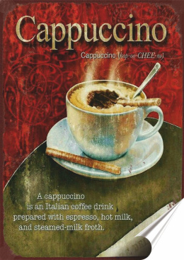 Kawa Plakat folia Samoprzylepna Plakietka(motyw metalowego szyldu)#20589