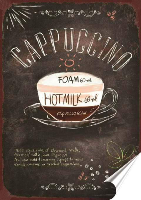 Kawa Plakat folia Samoprzylepna Plakietka(motyw metalowego szyldu)#20591