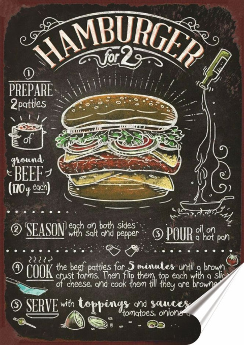 Hamburger Plakat folia Samoprzylepna Plakietka(motyw metalowego szyldu)#20611