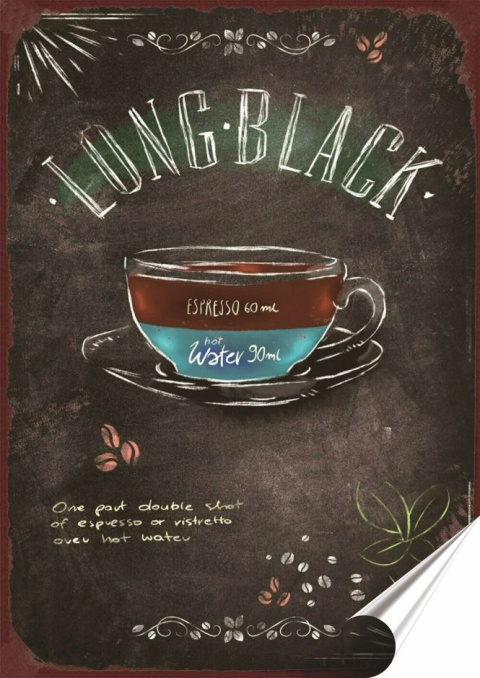 Kawa Plakat folia Samoprzylepna Plakietka(motyw metalowego szyldu)#20613