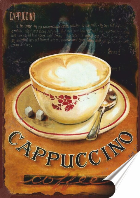 Kawa Plakat folia Samoprzylepna Plakietka(motyw metalowego szyldu)#20616