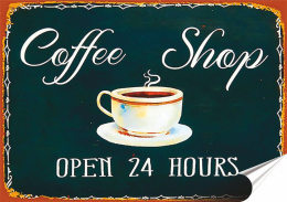 Kawa Plakat folia Samoprzylepna Plakietka(motyw metalowego szyldu)#20622